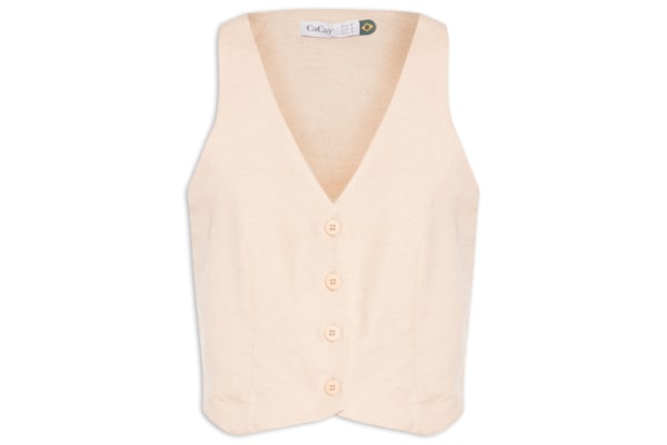 Colete Feminino Liso Cruzado Costas - Bege