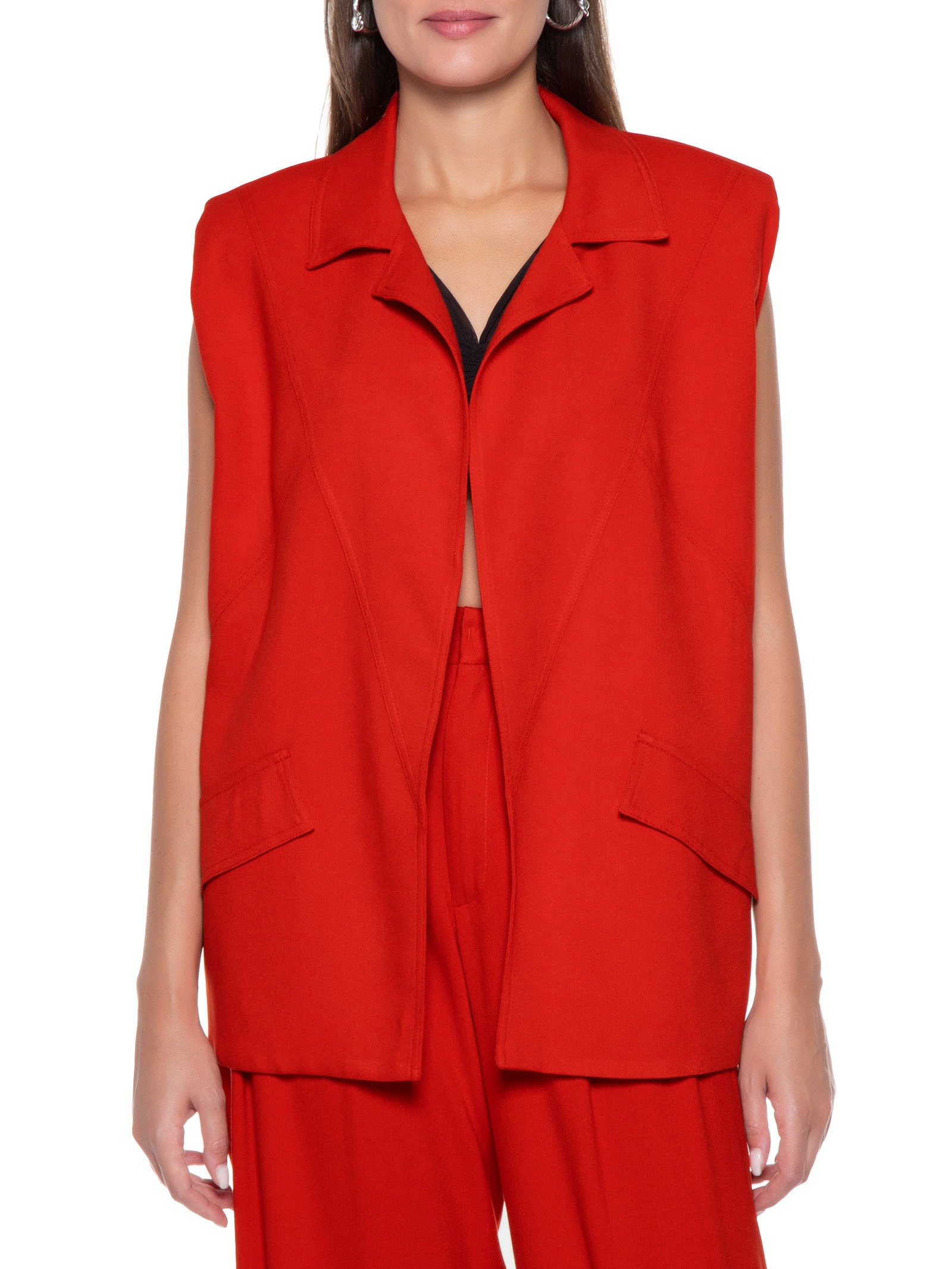 Colete Feminino Liso Vermelho Colcci