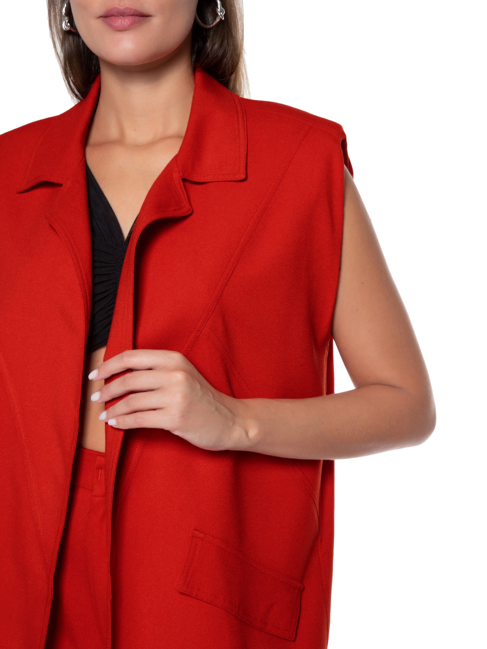 Colete Feminino Liso Vermelho Colcci