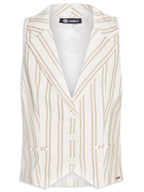 Colete Feminino Listrado – Bege