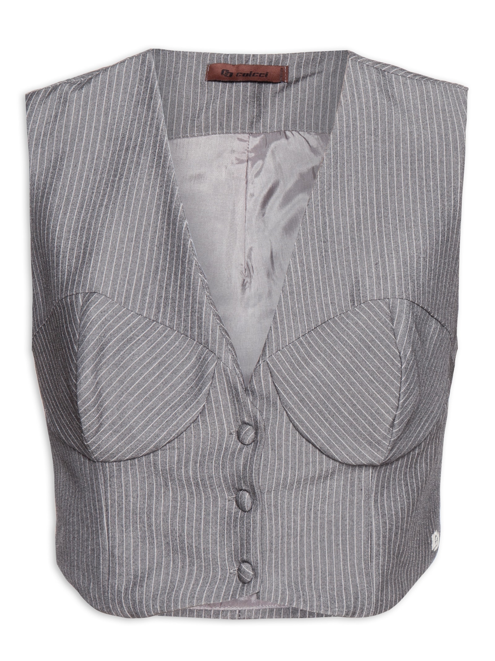 Colete Feminino Listrado Cinza Colcci