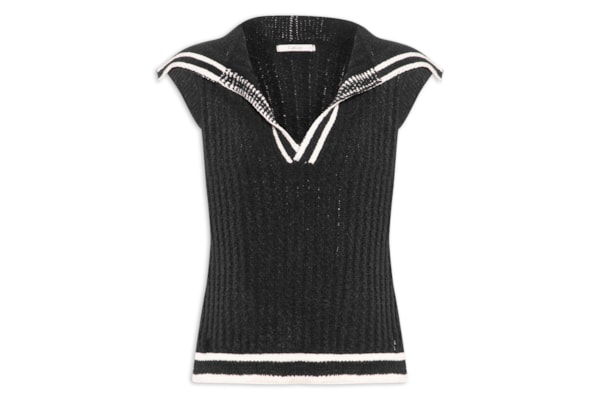 Colete Feminino Listras Barra - Preto