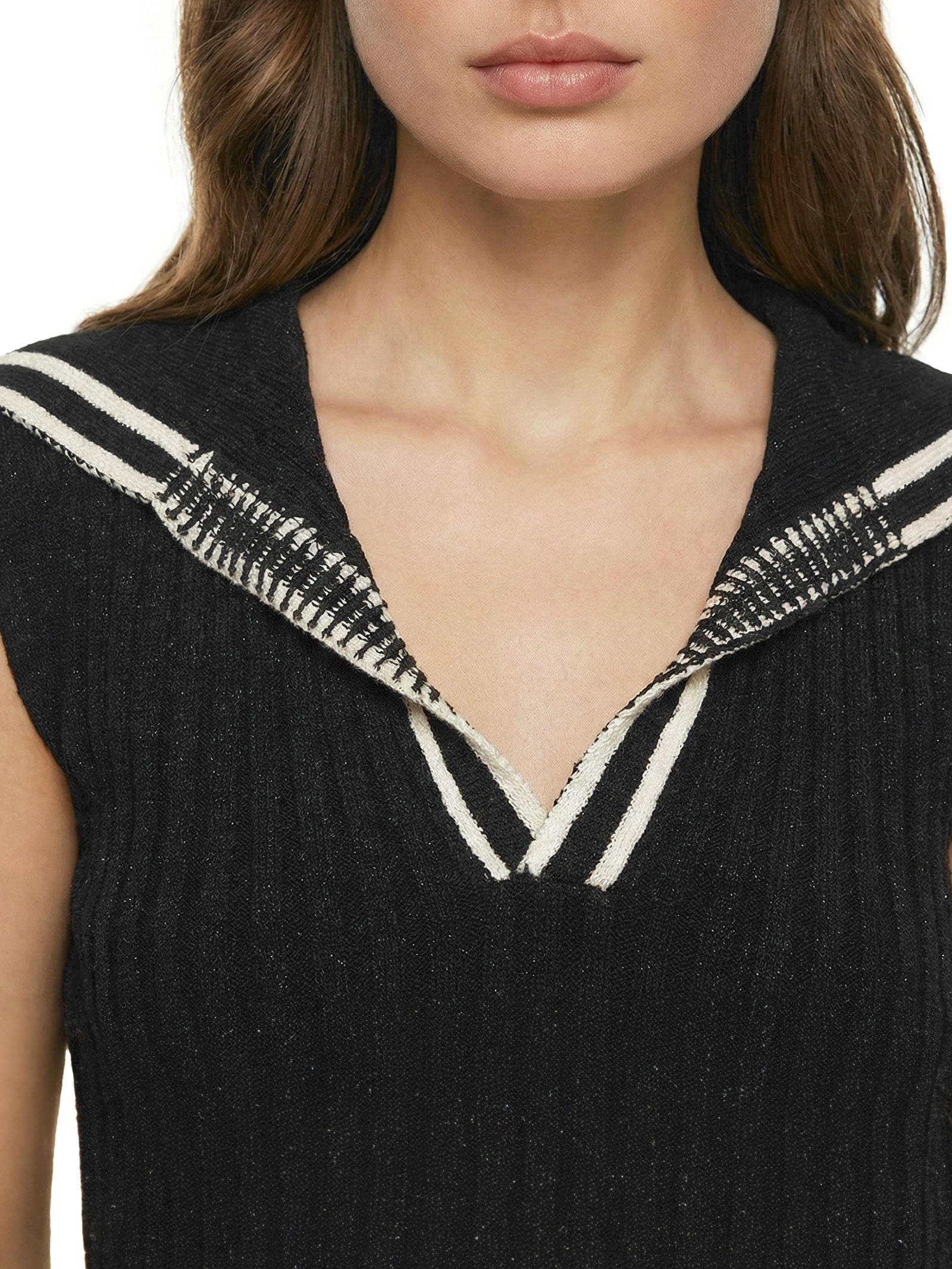 Colete Feminino Listras Barra Preto Cacay