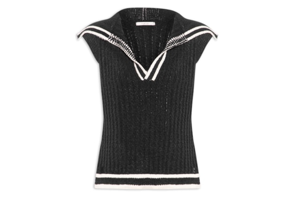 Colete Feminino Listras Barra - Preto