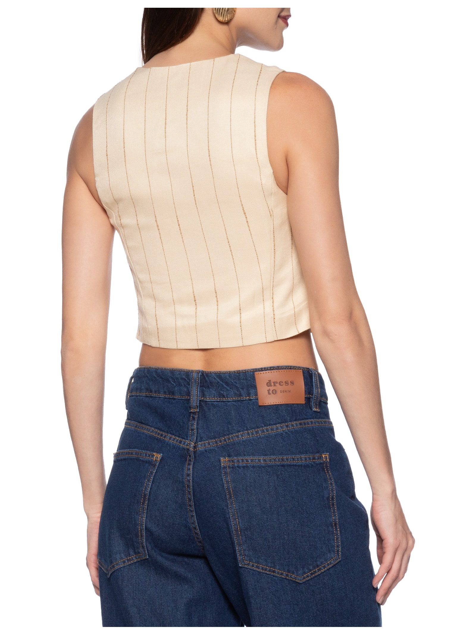 Colete Feminino Listras Bege Hering