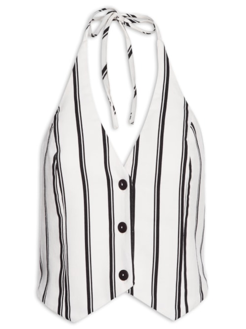 Colete Feminino Listras – Branco