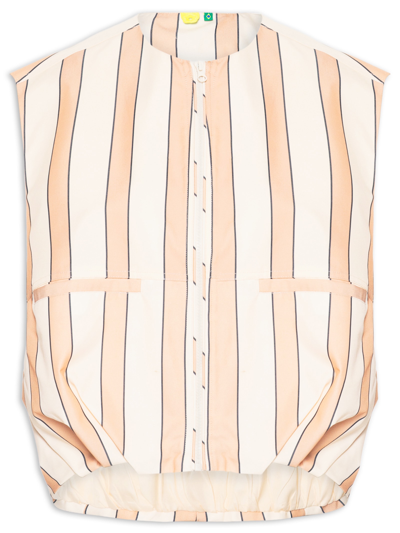 Colete Feminino Listras Lene Bege Farm