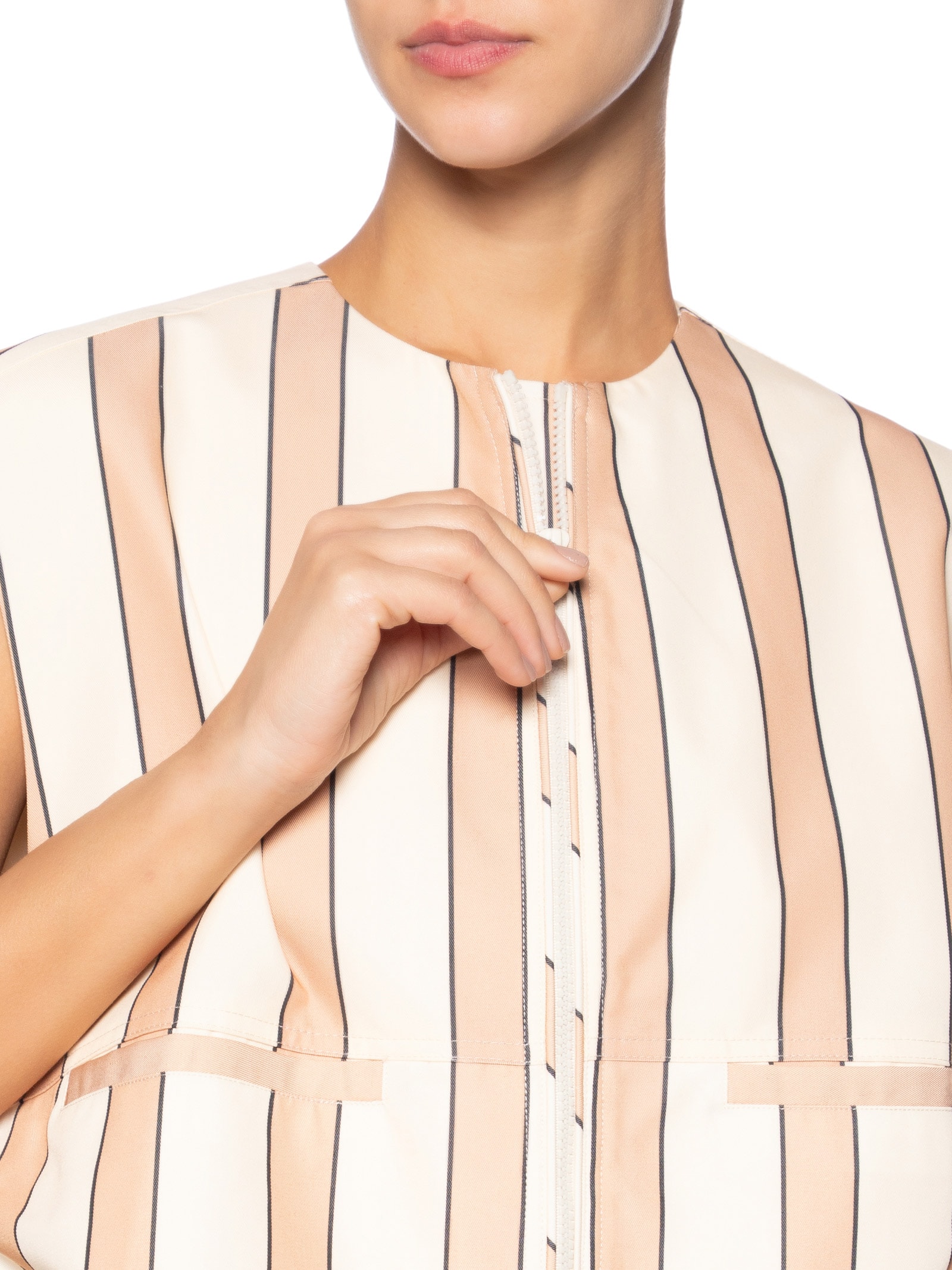 Colete Feminino Listras Lene Bege Farm