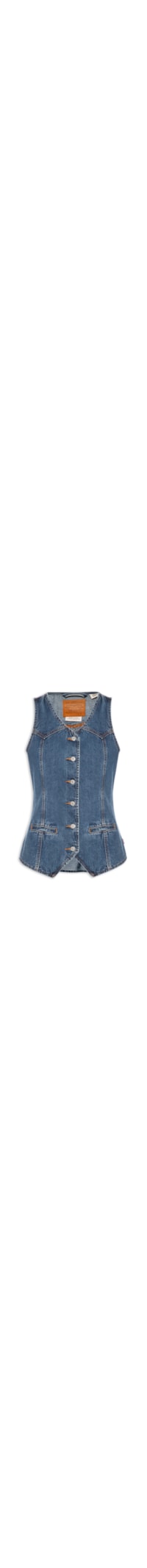 Colete Feminino Longline Denim Vest - Azul