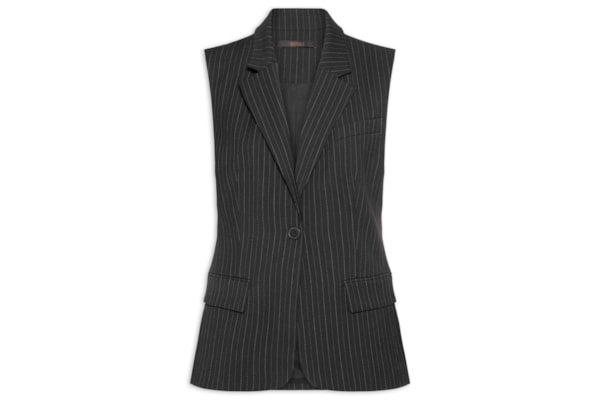 Colete Feminino Longo Riscas - Preto