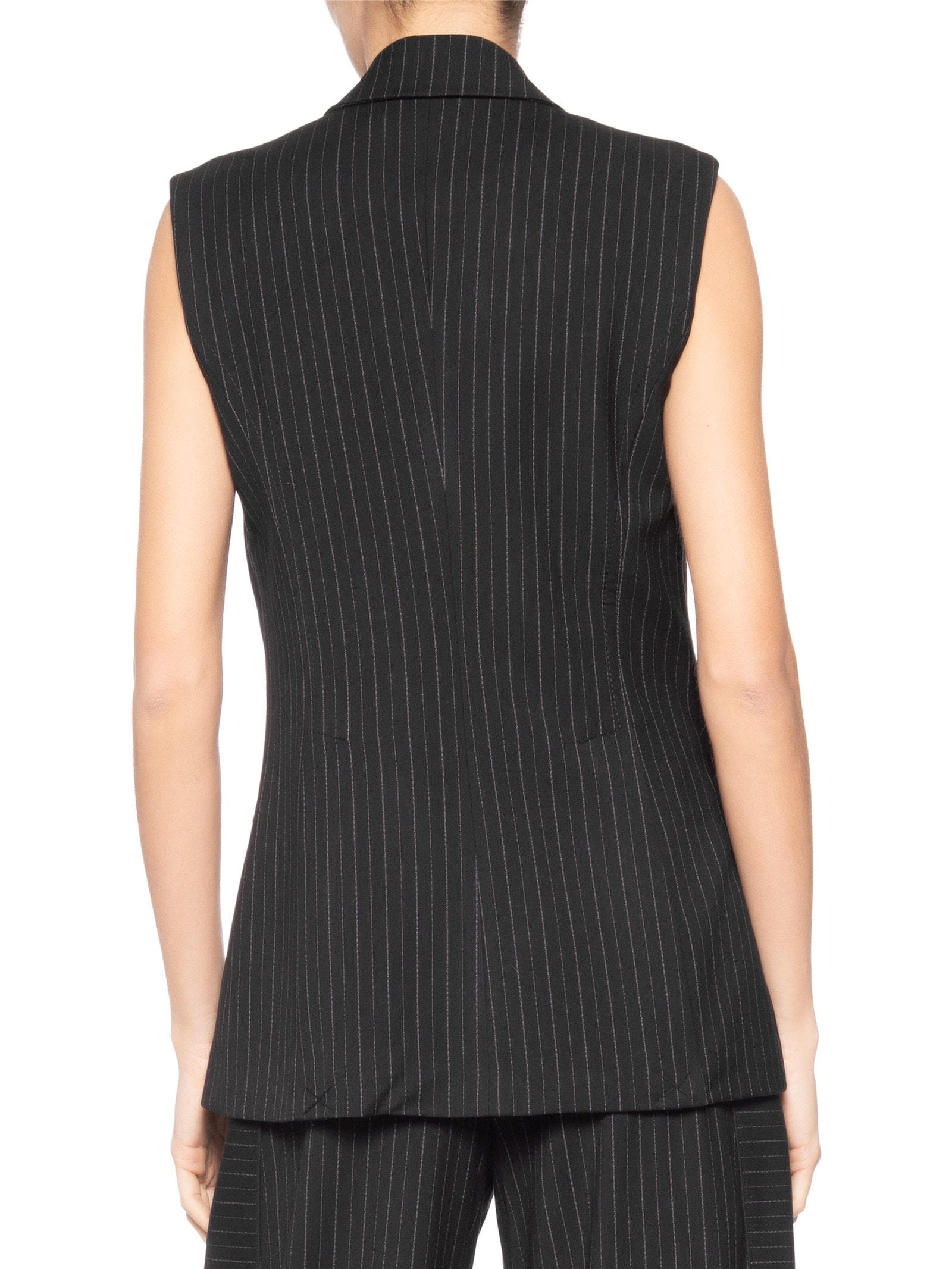 Colete Feminino Longo Riscas Preto Animale