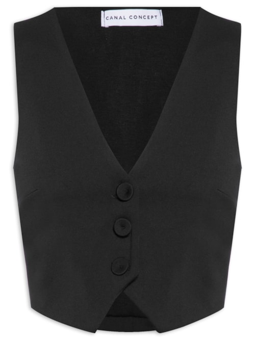 Colete Feminino Malha Ponto Roma Liso – Preto