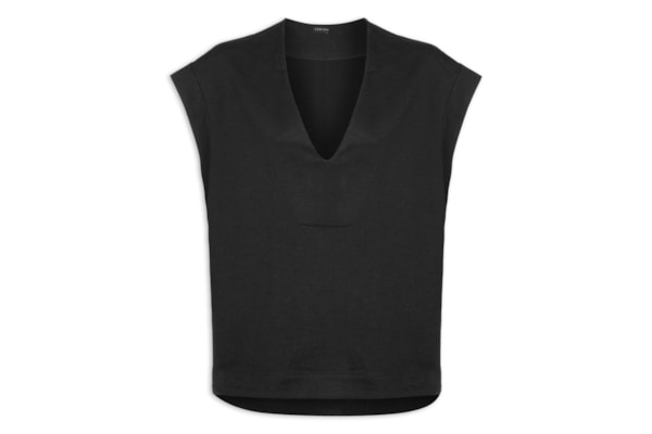 Colete Feminino Moletom Decote V - Preto 
