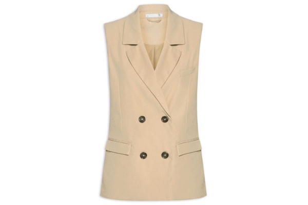 Colete Feminino Over Quatro Botões - Bege