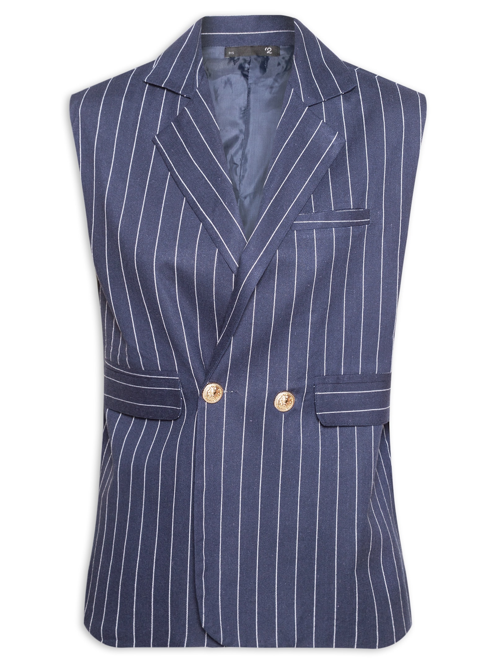 Colete Feminino Oversized com Ombreiras Azul '2Essential