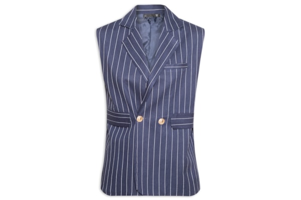 Colete Feminino Oversized com Ombreiras - Azul