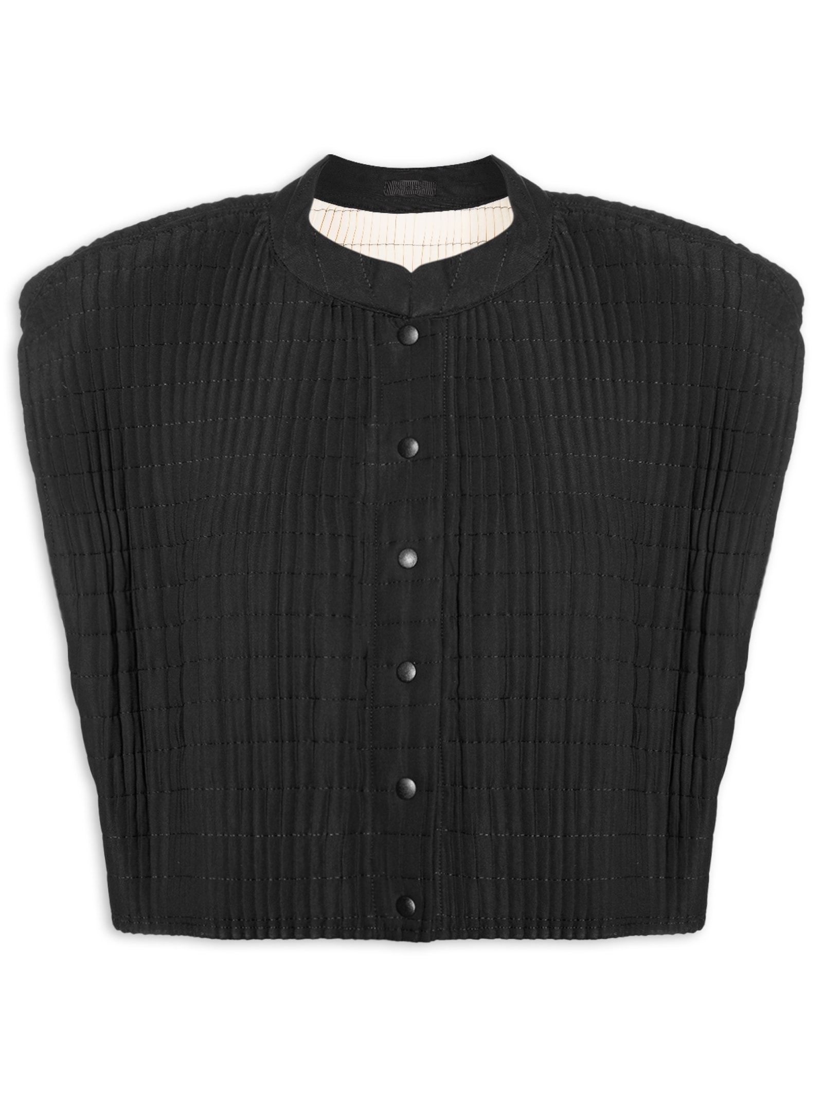 Colete Feminino Plissê Matelassê Curto – Preto Osklen