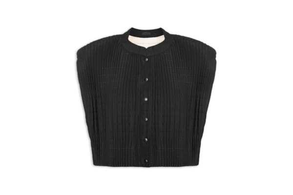 Colete Feminino Plissê Matelassê Curto – Preto