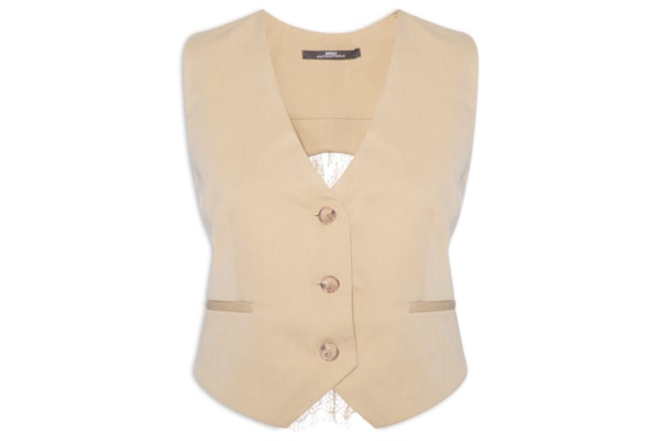 Colete Feminino Renda Costas - Bege