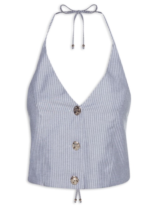 Colete Feminino Risca De Giz – Cinza