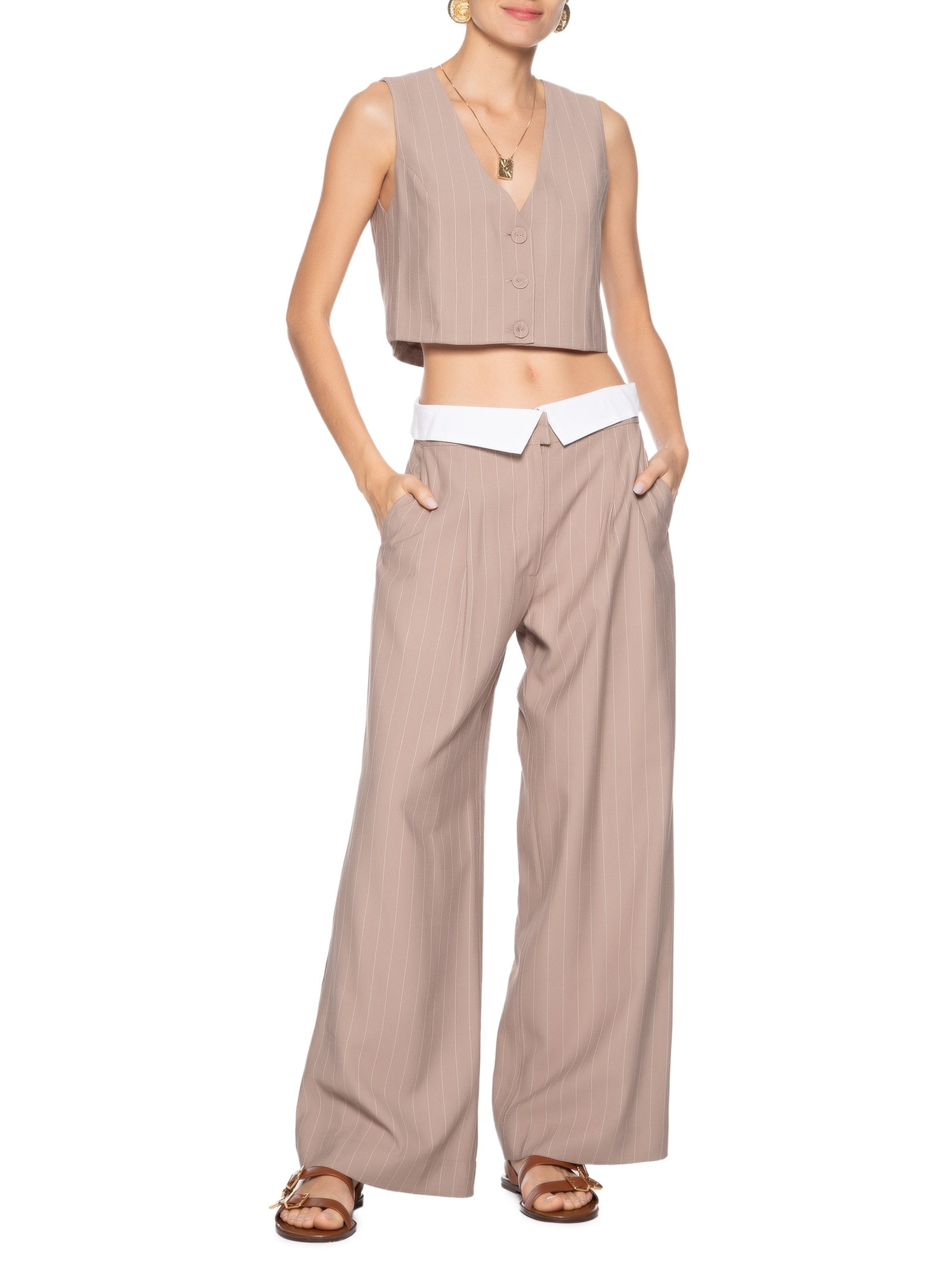 Colete Feminino Risca De Giz Cinza Dress To