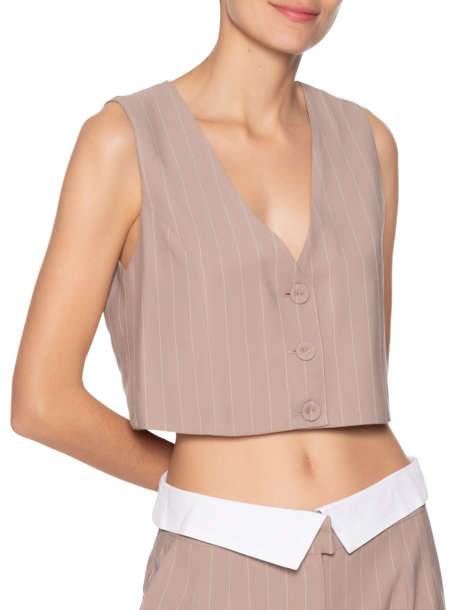 Colete Feminino Risca De Giz Cinza Dress To