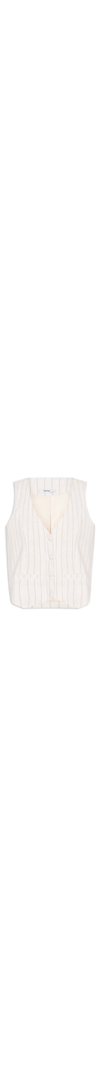 Colete Feminino Risca de Giz Com Linho - Off White