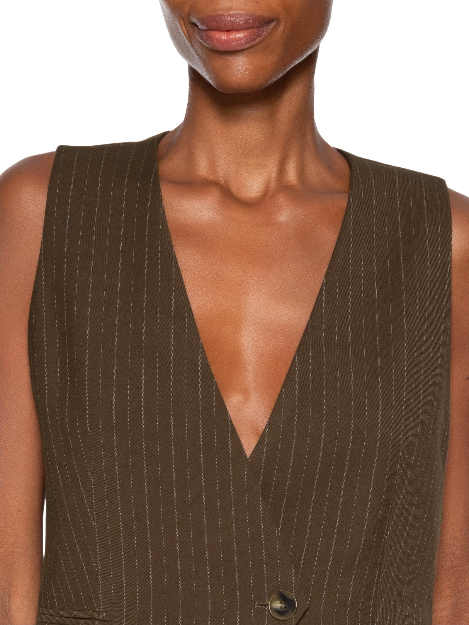 Colete Feminino Risca De Giz Marrom Animale