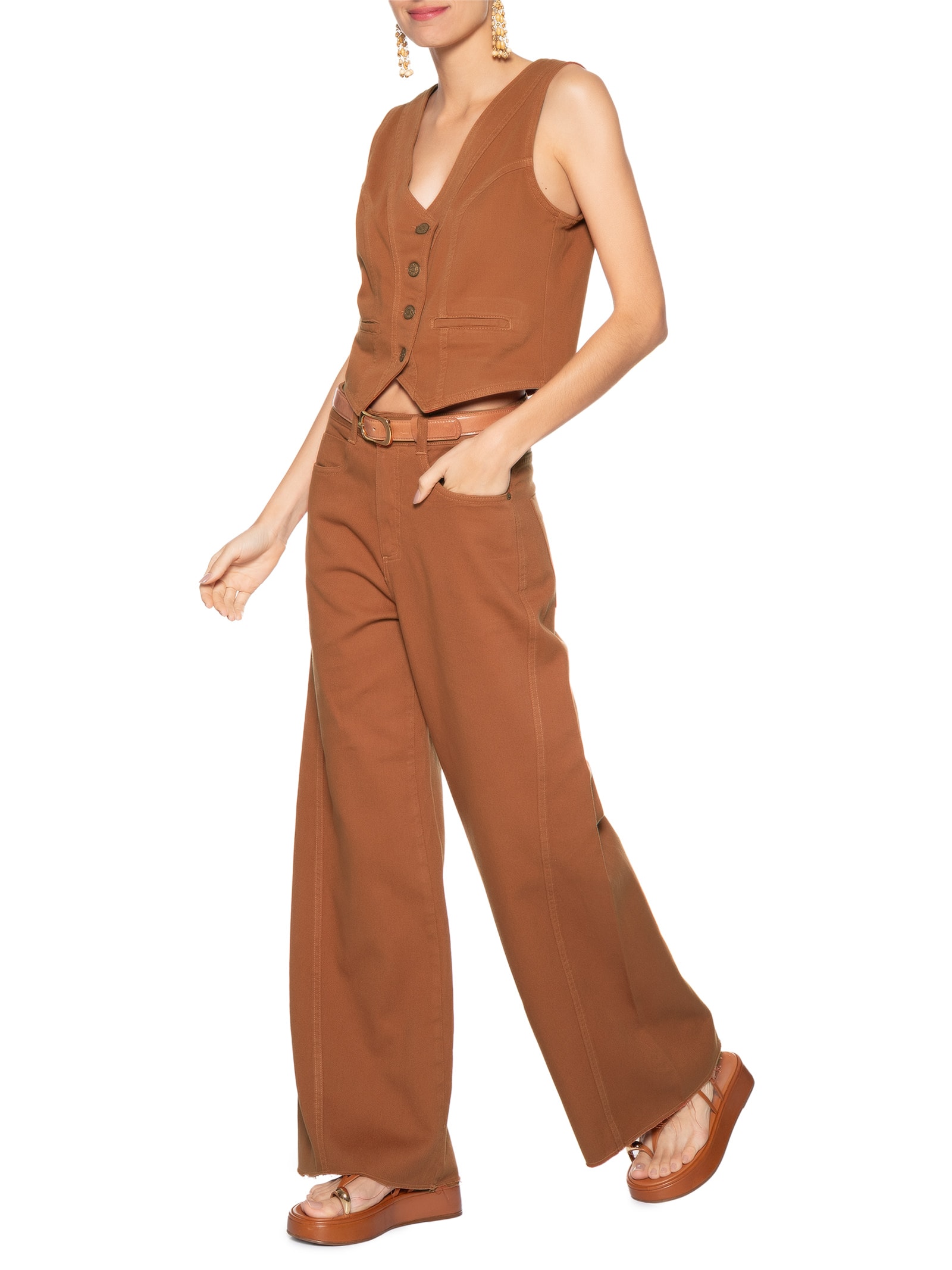 Colete Feminino Sarja Color Marrom Dress To