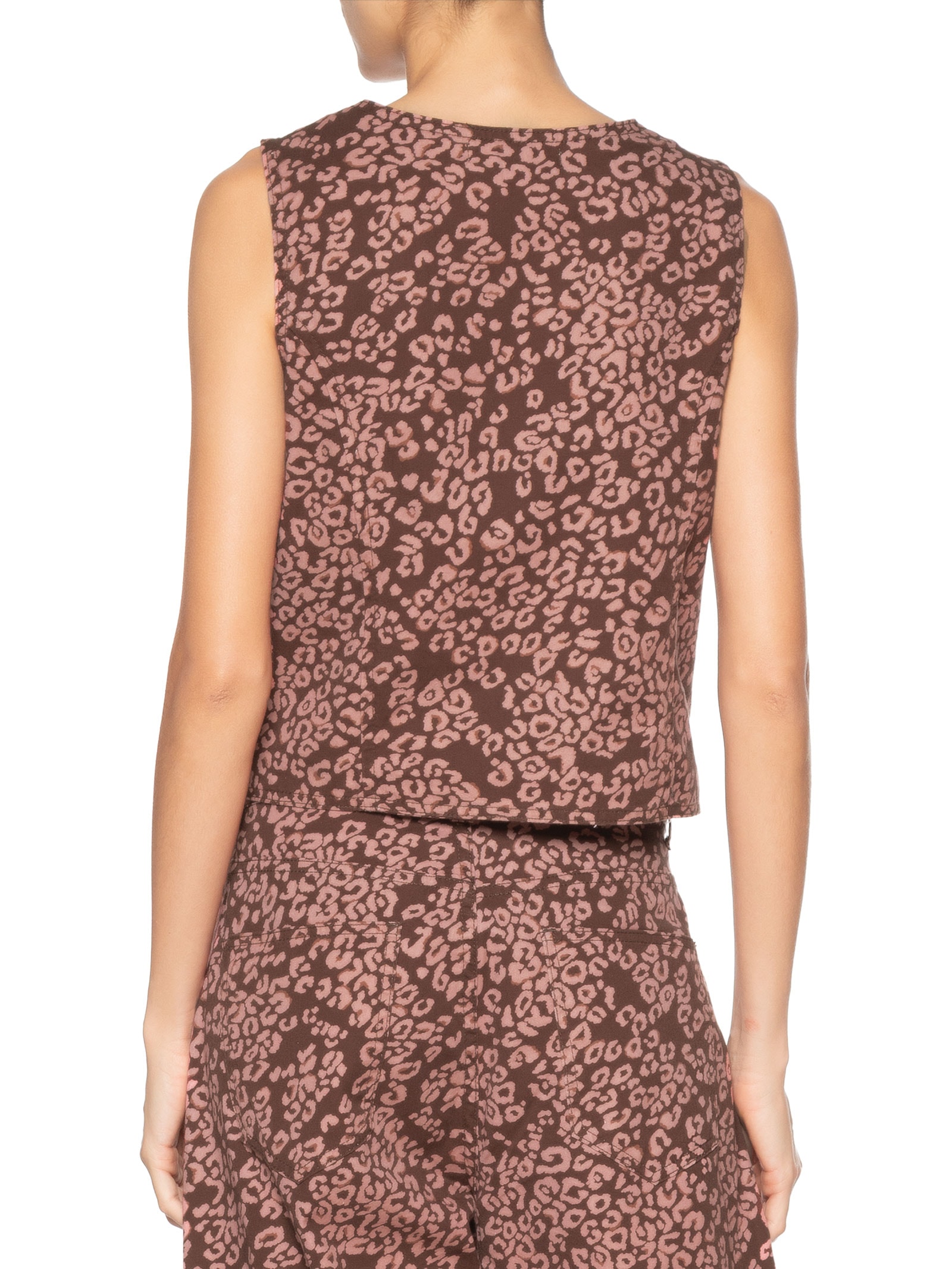 Colete Feminino Sarja Estampa Felina Marrom Dress To