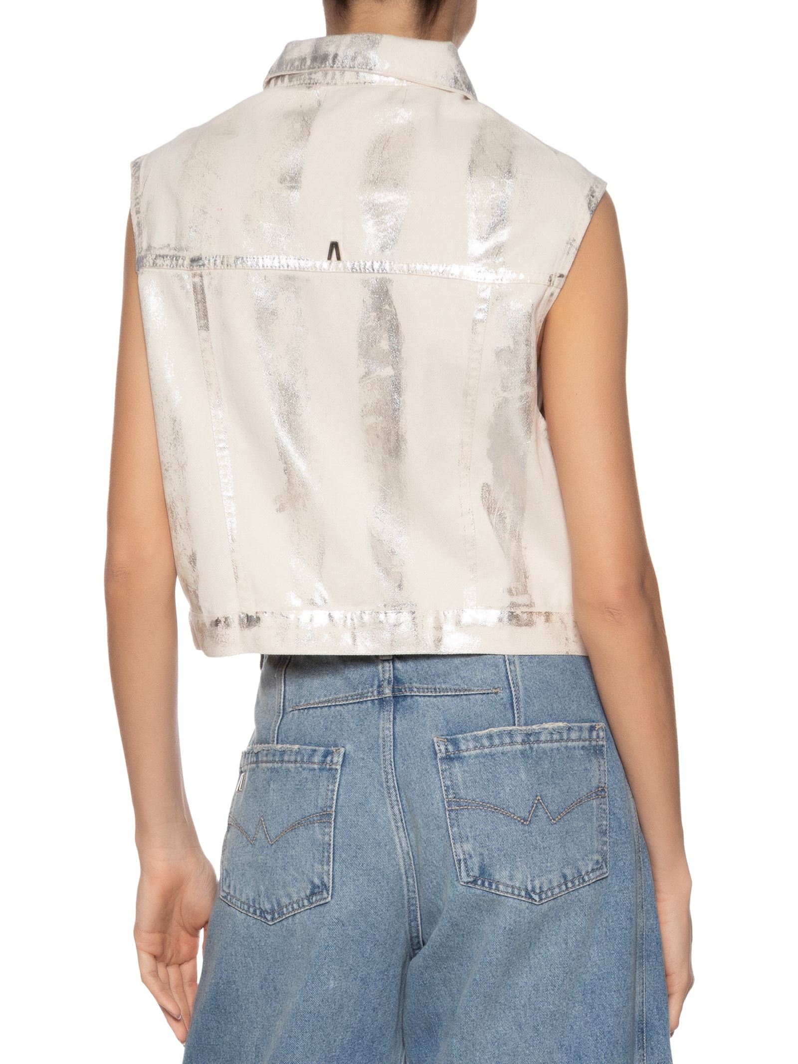 Colete Feminino Sarja Foil Metalizada Bege Animale Jeans