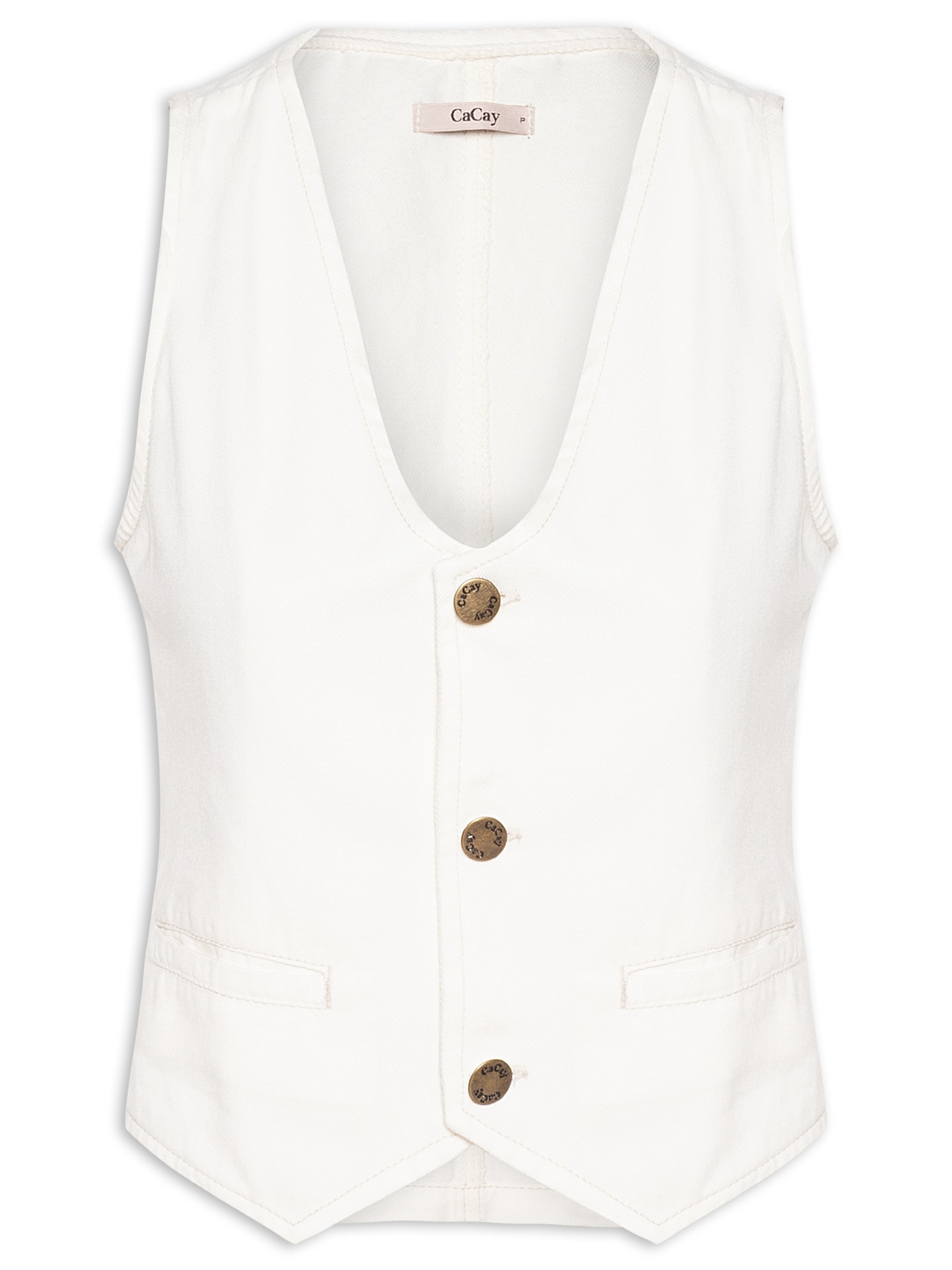 Colete Feminino Sarja Liso Off White Cacay