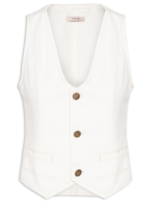 Colete Feminino Sarja Liso - Off White