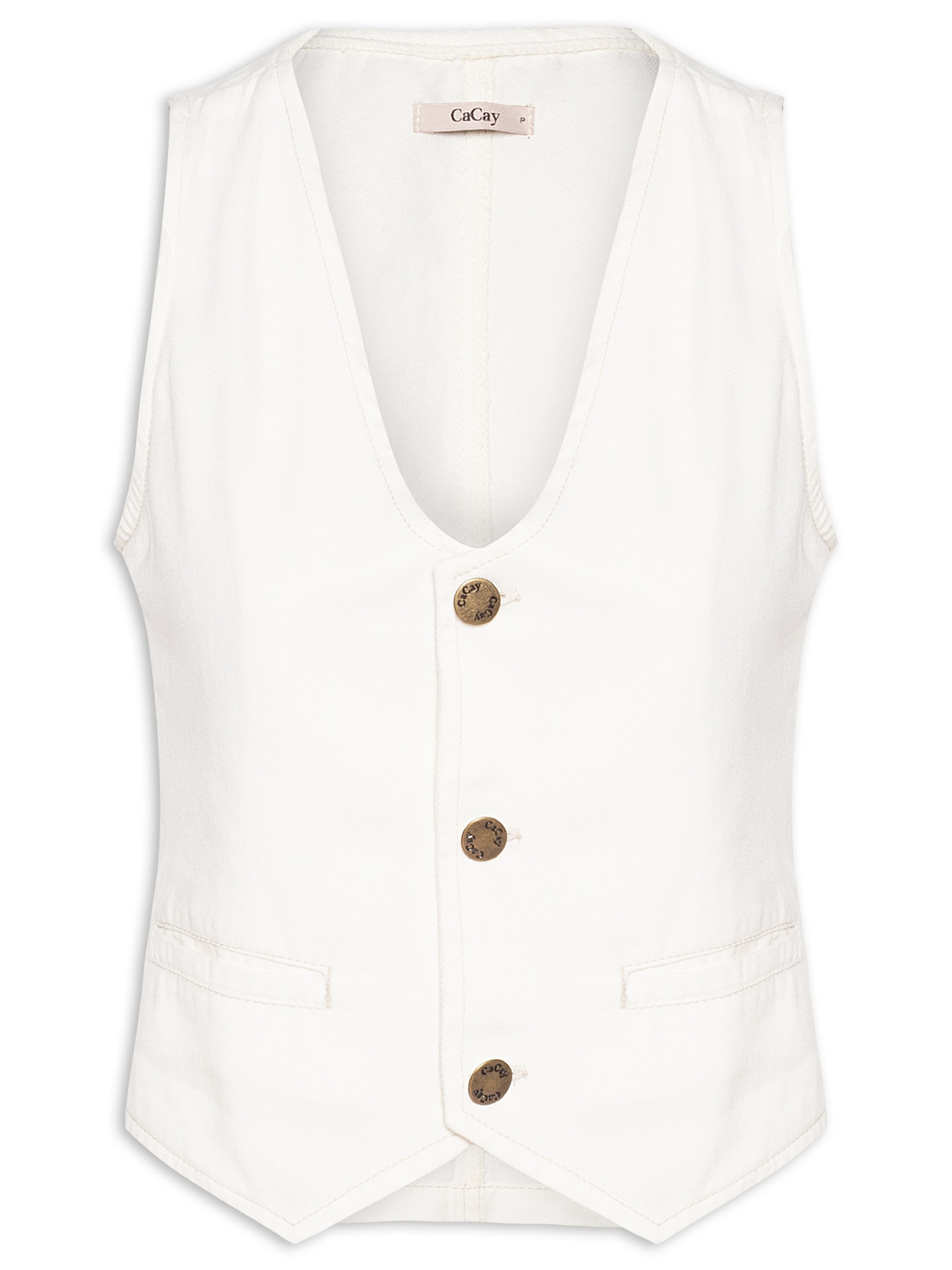 Colete Feminino Sarja Liso Off White Cacay