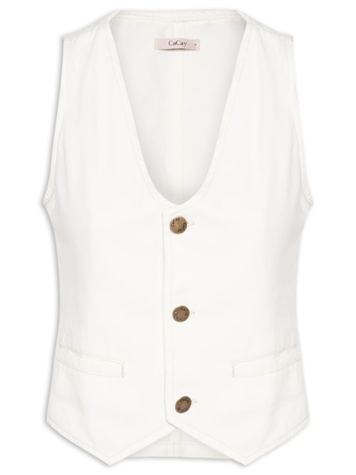 Colete Feminino Sarja Liso – Off White