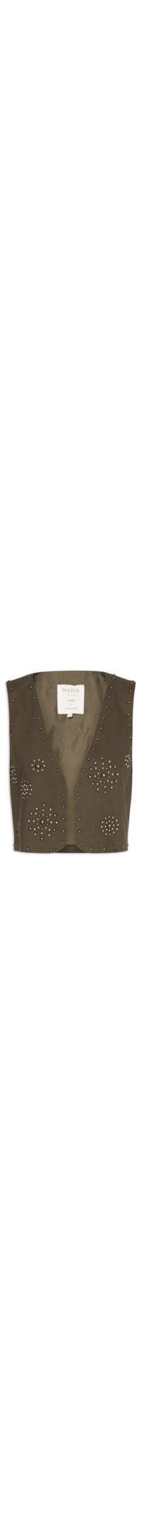 Colete Feminino Sarja Mix Rebites - Marrom