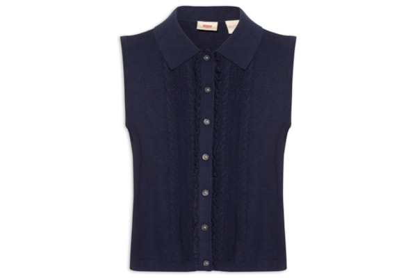 Colete Feminino Super Soft Mini Ruffle Vest - Azul