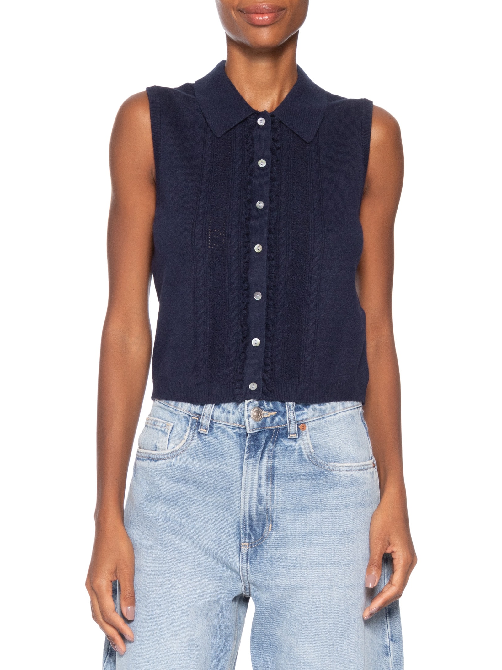 Colete Feminino Super Soft Mini Ruffle Vest Azul Levi's
