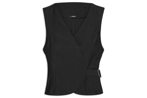 Colete Feminino Transpassado Com Fivela - Preto