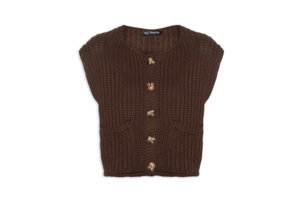 Colete Feminino Tricô Curto - Marrom