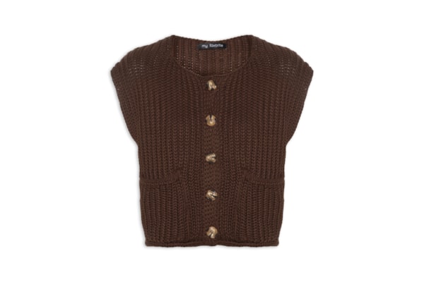 Colete Feminino Tricô Curto - Marrom