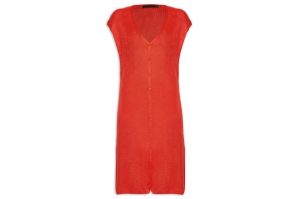 Colete Feminino Tricot Alongado - Vermelho