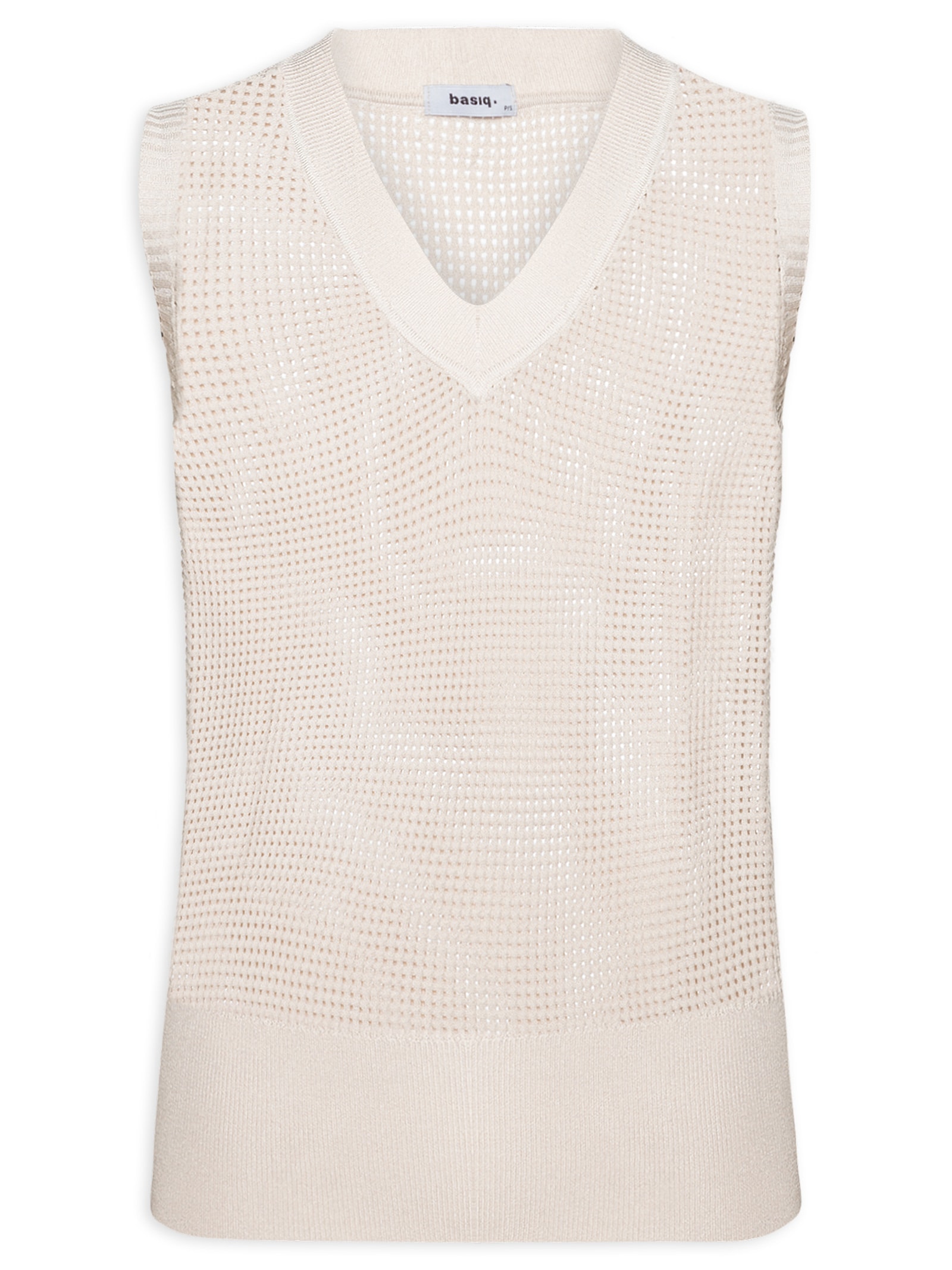 Colete Feminino Tricot Bege Basiq