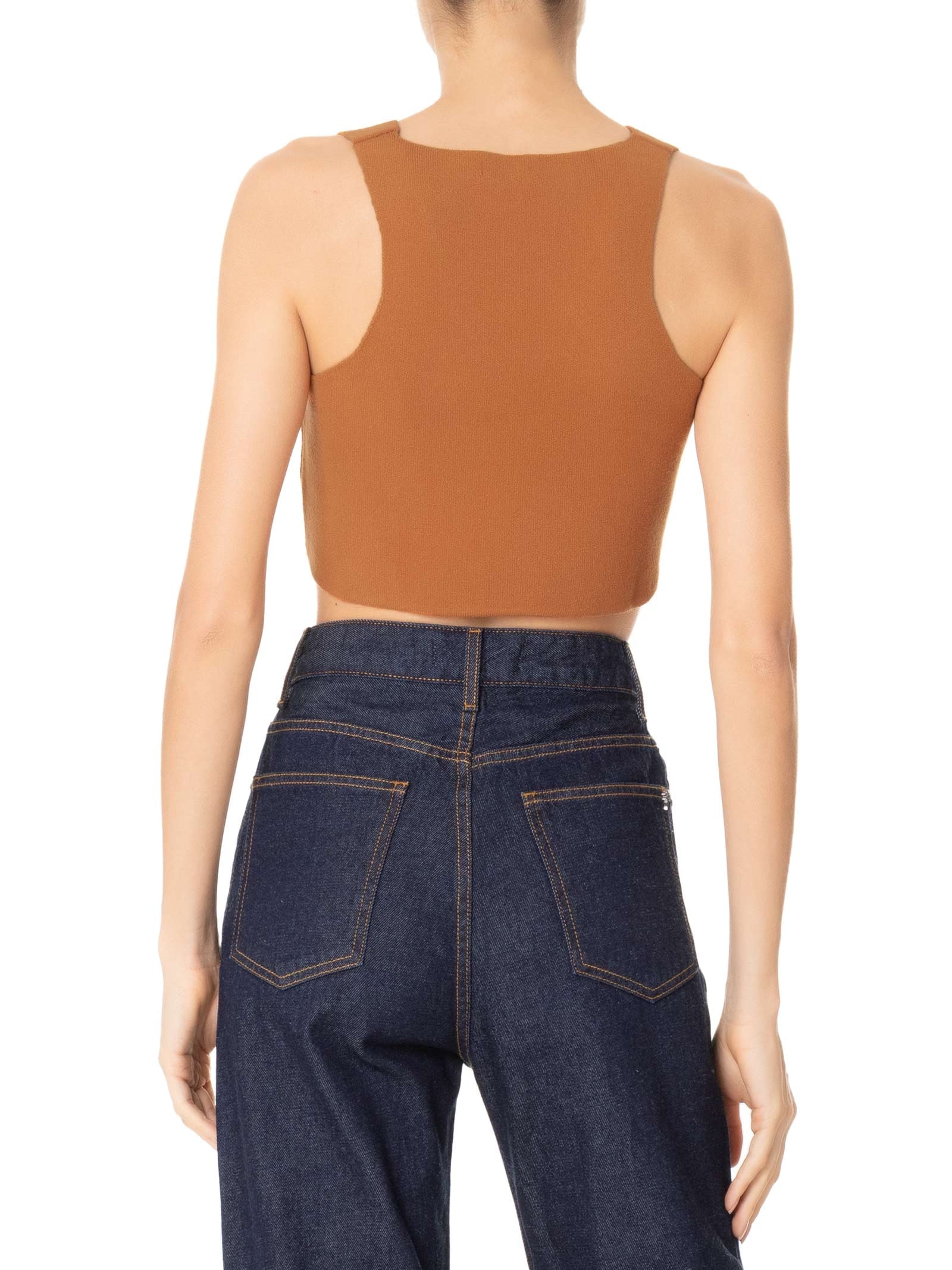 Colete Feminino Tricot Botões Metálicos Laranja Basiq