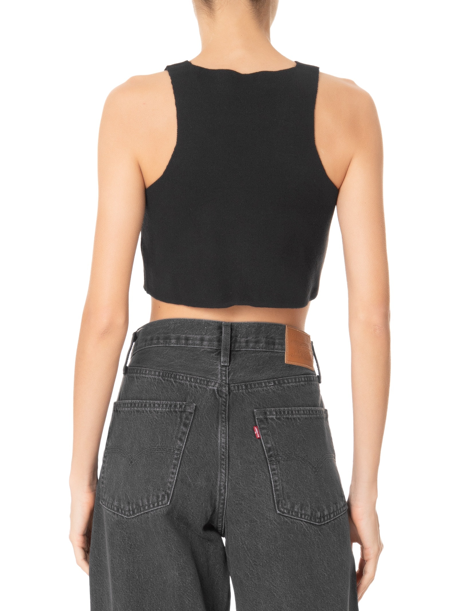 Colete Feminino Tricot Botões Metálicos Preto Basiq