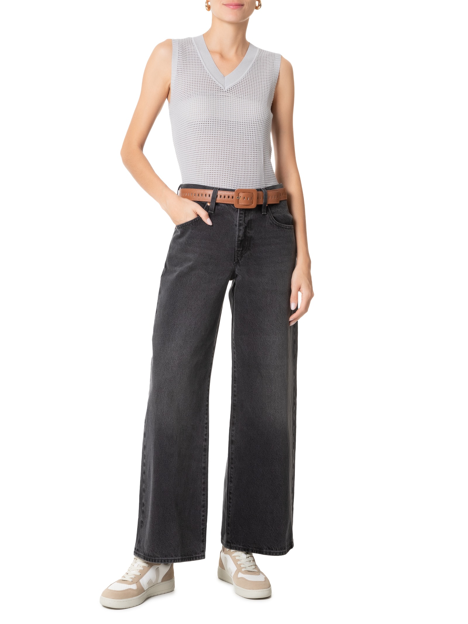 Colete Feminino Tricot Cinza Basiq