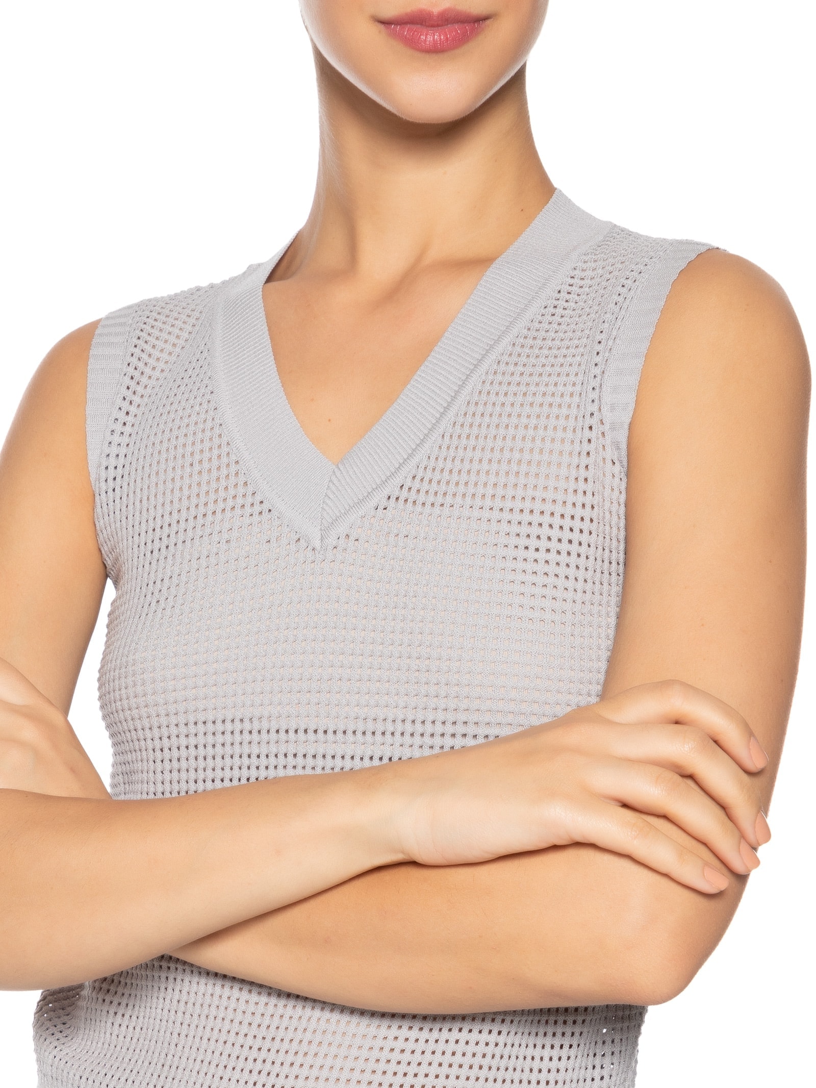 Colete Feminino Tricot Cinza Basiq
