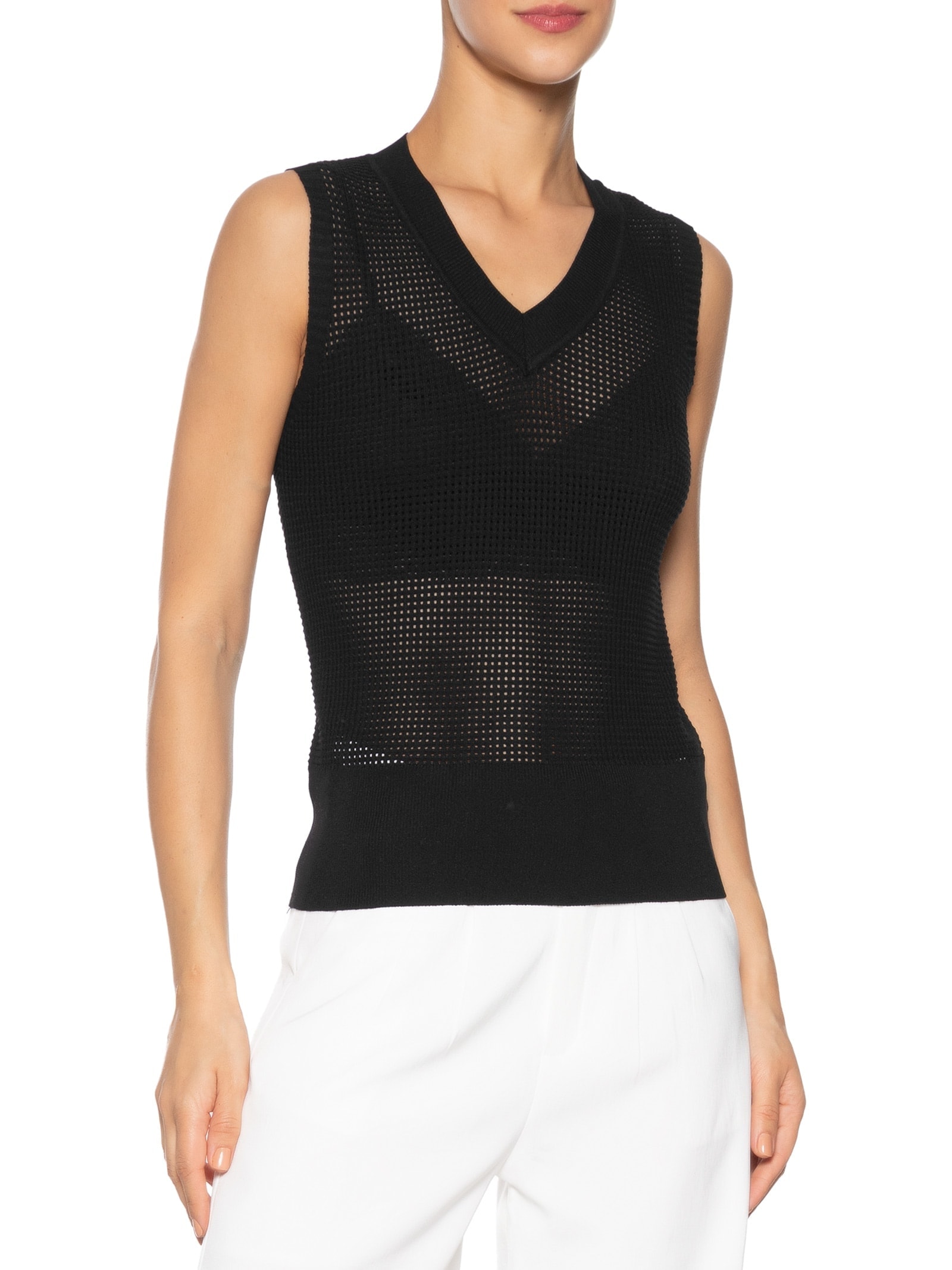 Colete Feminino Tricot Preto Basiq
