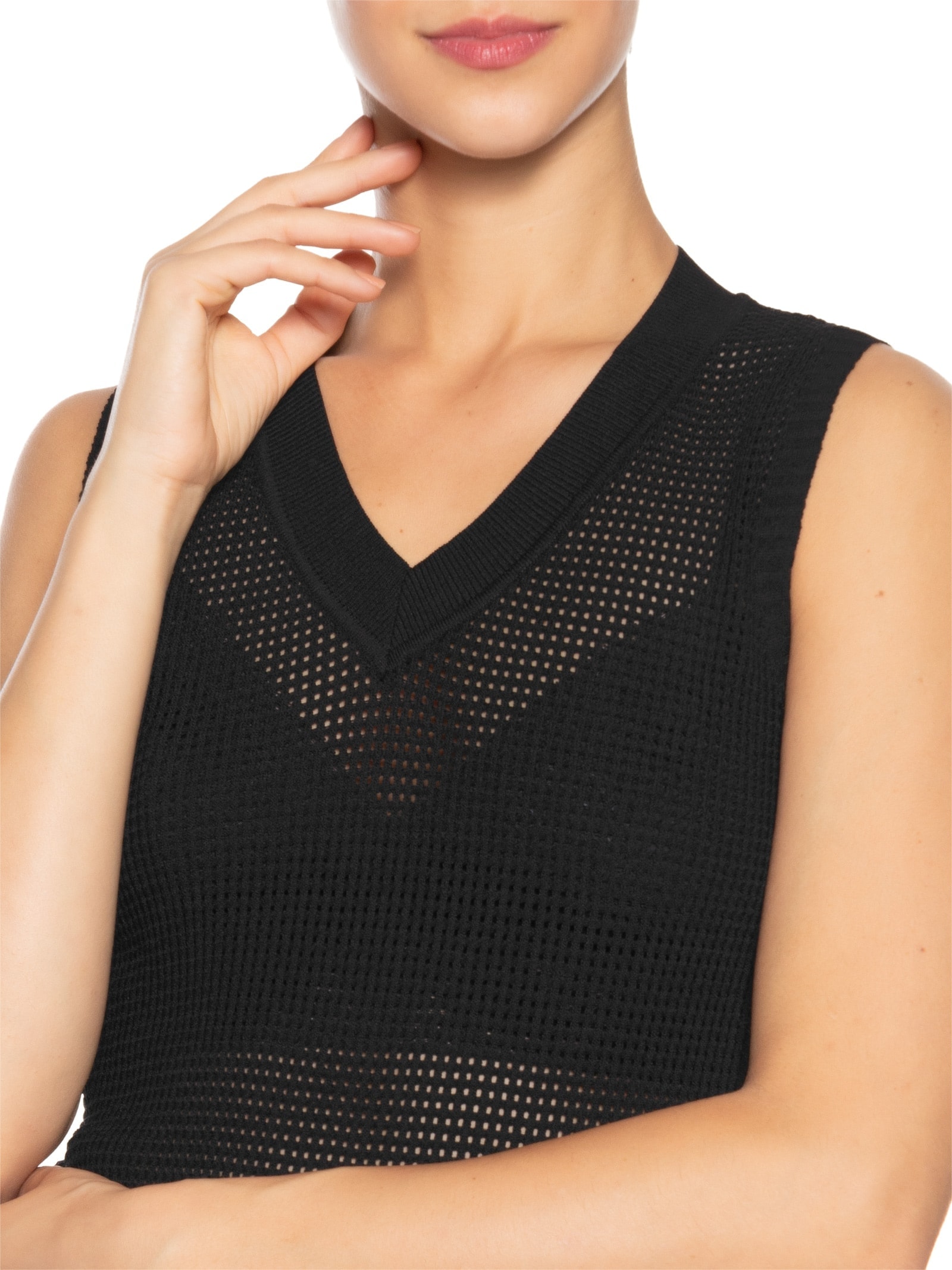 Colete Feminino Tricot Preto Basiq