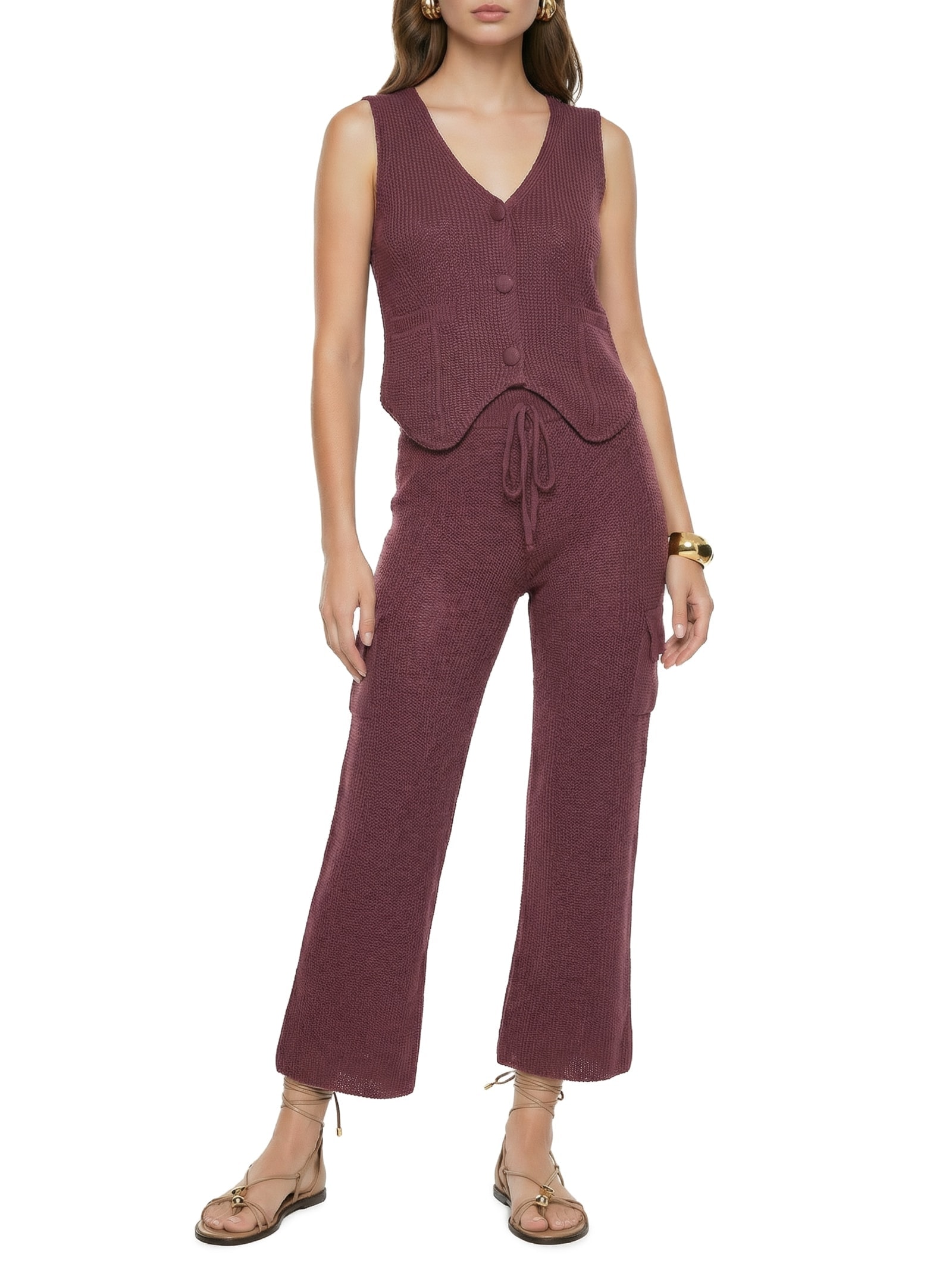 Colete Feminino Tricot Vermelho Cacay